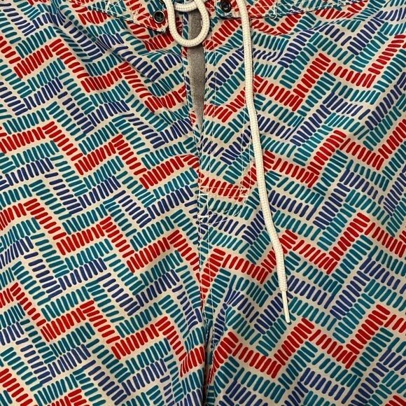 Trunks Men's Swimsuit, XXL, with liner, Red, blue, white design suit - Picture 2 of 6